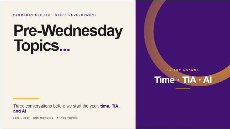 Pre-Wednesday Topics title slide